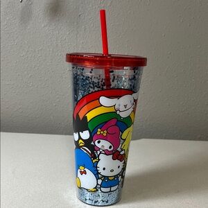 Sanrio Rainbow Characters Tumbler with Red Lid & Straw